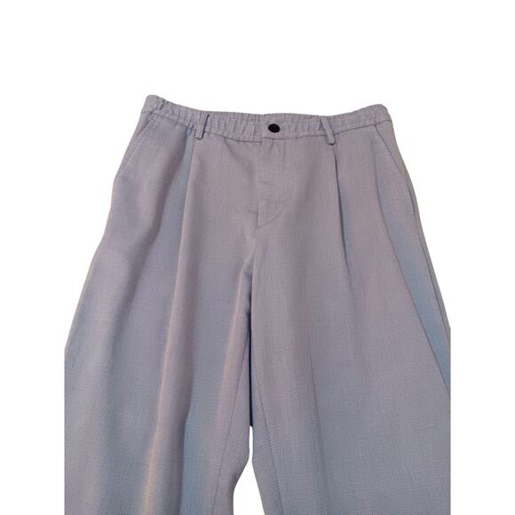 ZARA Textured Knit 2 Piece Set Pants Short Sleeve Top Size L Stretch Blue Purple - Picture 9 of 14